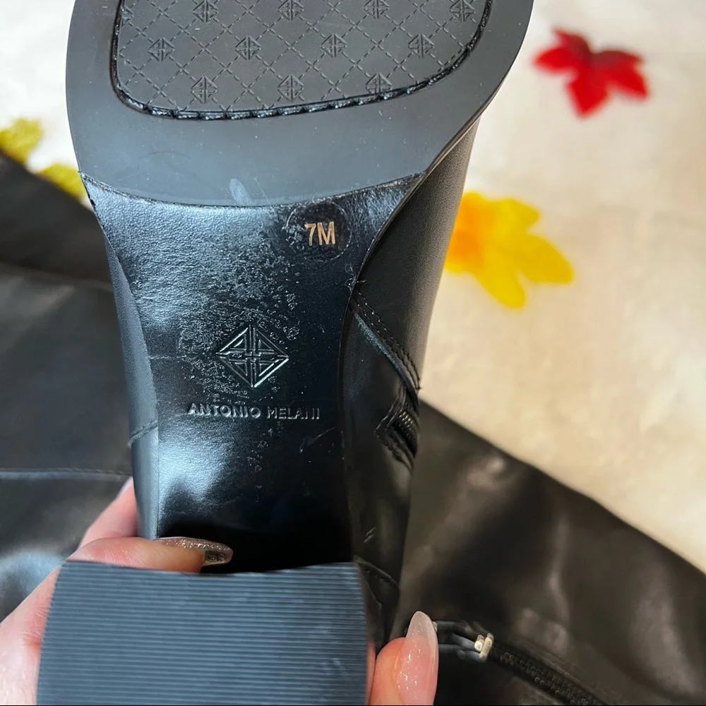 Antonio Melani Over the Knee High  Black Leather Boots. #47